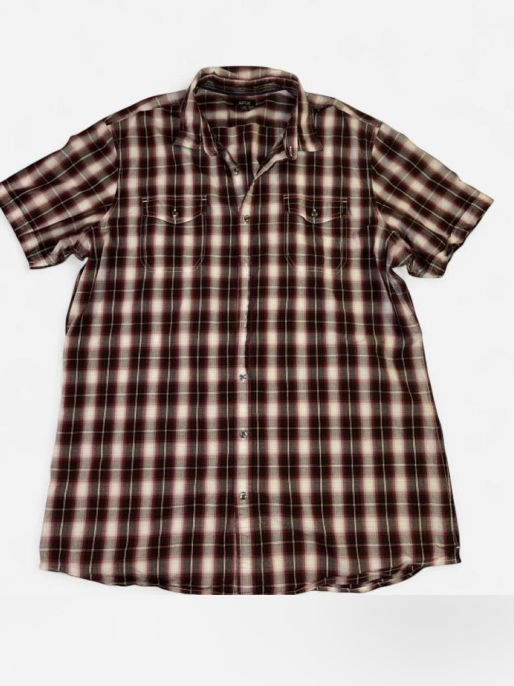 Size XLT Apt. 9 Plaid Short Sleeve 100% Cotton Button-Down Red / Black